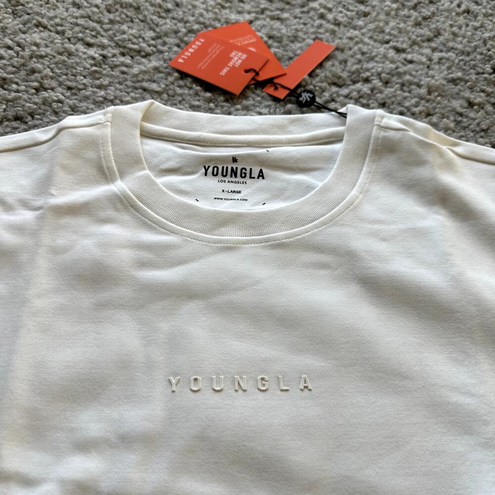 Men's YoungLA Thick#450 CloudFoamLongSleeveCrewNeck, XL, NWT, White - Picture 3 of 6